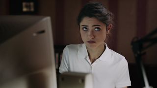 Natalia Dyer - Yes, God, Yes (2017) Naked actress in a TV movie scene