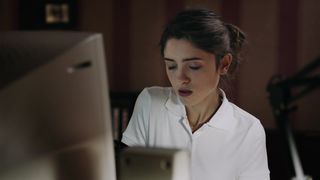 Natalia Dyer - Yes, God, Yes (2017) Naked actress in a TV movie scene