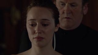 Alycia Debnam-Carey Topless, Side Boobs, Sexy Nun in movie'The Devil's Hand'