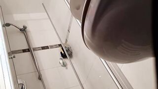 Hidden Cam for Voyeurist. Booby Girl in the shower washing her pussy