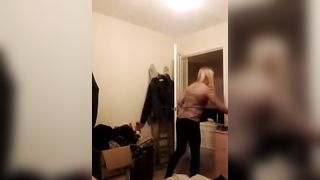 She showed her tits while changing in the room (Voyeur Video)