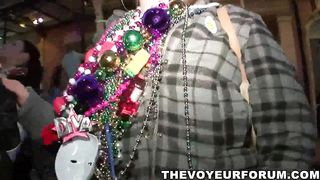 College babes flashing at Mardi Gras