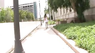 Voyeur shot on tight blue pantyhose