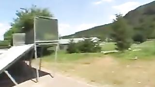 A hottie is taking care of her pussy's needs in an outdoor voyeurism sex scene