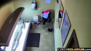 Blonde Girl Caught In Public Solarium