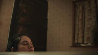 Lily James - The Dig (2021) celebs a topless scene from the movie