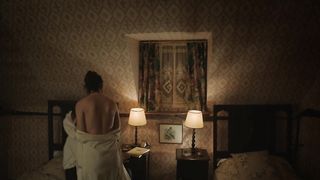 Lily James - The Dig (2021) celebs a topless scene from the movie