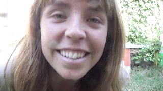 Naked Neighbor in the yard of the house