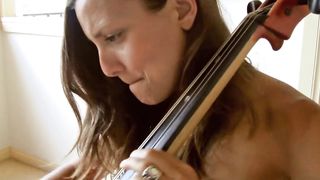 Nude Girl-Musician Plays Cello 2