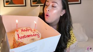 Dressed Busty Leanne is frolicking champagne bottle on her phat tits