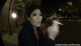 London Keyes is regularly traveling around the world and having showers in front of the camera