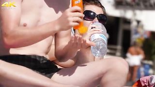 All- inborn, German dark-haired with thick mounds doesn't mind being bare-breasted on a local beach