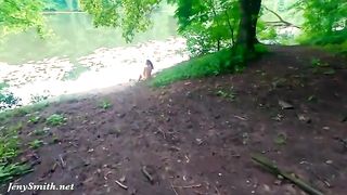 Fetching dame with puny fun bags, Jeny Smith is posing naked in the nature and luving the sensing