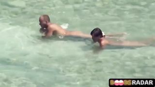 Wild duo is romping on the beach thinking that no one is observing them in act