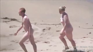 Bare people on a naturist beach are at times having sex intercourse there, to amuse each other