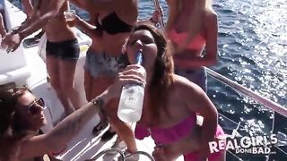 Hot teenagers are partying on a yacht and getting prepared to do nasty things with boys