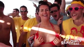 Hot teenagers are partying on a yacht and getting prepared to do nasty things with boys