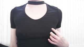 A girl with small tits rubbing her nipples