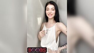 This dame is brilliant, just like her grin, hair and fun bags - Flash Tits