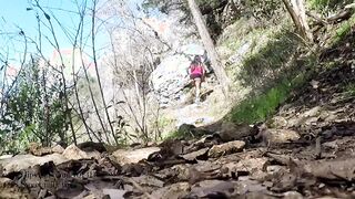 Mom Masturbates Tits on public hiking trail outdoors