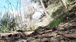 Mom Masturbates Tits on public hiking trail outdoors