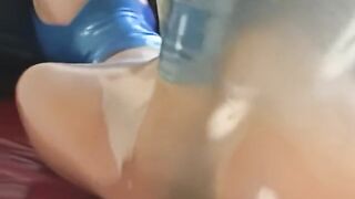 Super latex girl. Fetish solo boobs video