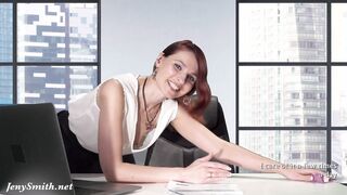 At an interview with a sexy human resources officer. Look in the eyes, not at the boobs. Russian MILF (English subtitles)