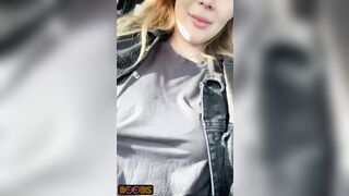 Blond in the car entices the drivers and TikTok followers with ample inborn mounds by hotdee01 - NUDITY TIKTOK