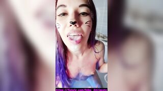 White muff, in the douche milk