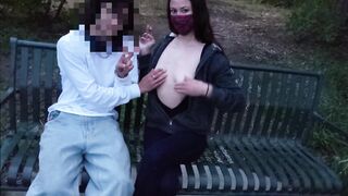 Exhibitionist Housewife Showing Skater at Skatepark