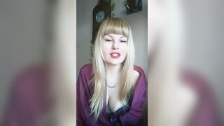 Oops crazy knocker hops out while she's speaking in her delicious voice...