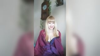 Oops crazy knocker hops out while she's speaking in her delicious voice...