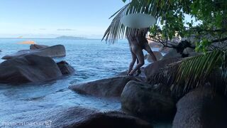 Sex intercourse on public beach in paradise