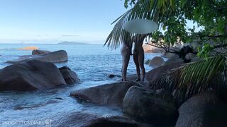 Sex intercourse on public beach in paradise