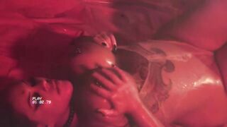 Buxom Red-Haired Unclothe Taunts Caked in Lube