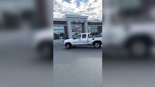 Ultra-Cute exhib breezies getting fuel at engaged gas station in the middle of the day