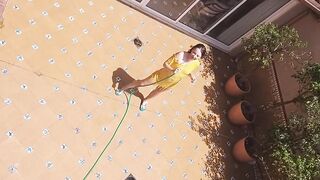 PEE from balcony on my Gorgeous Neighbor during her bathroom # Spycam at neighbor exhibitionism