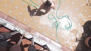 PEE from balcony on my Gorgeous Neighbor during her bathroom # Spycam at neighbor exhibitionism