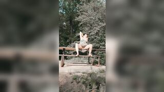 CAUGHT! Outdoor public showing! Deep Throating my giant jugs and demonstrating vag by the sea