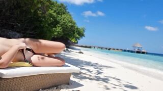 Without panties on the Beach. More precisely, masturbation with panties.