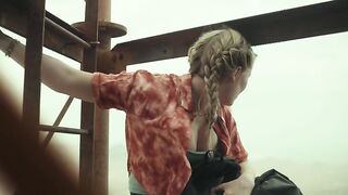 Grace Caroline Currey, Virginia Gardner - Fall (2022) Thriller Scenes