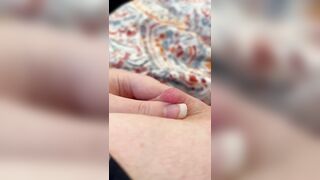 Lactating cougar dumps milk from puffies