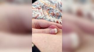 Lactating cougar dumps milk from puffies