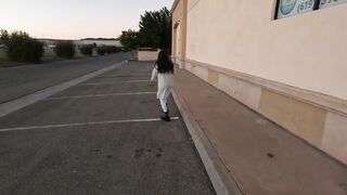 Out ambling around nude in public on Thanksgiving! Ginormous inborn fun bags out, coochie frolicking!