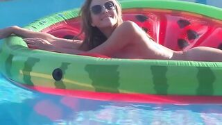 Elizabeth Hurley Naked in a Pool (2023) short nude video