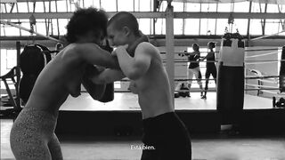 Emily Allen nude, Michèle Belgrand - The girl with two heads (2018) topless fight scene