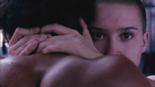 Emily Allen nude, Michèle Belgrand - The girl with two heads (2018) topless fight scene