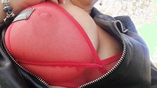 Flashing Tits Outdoor. Russian MILF