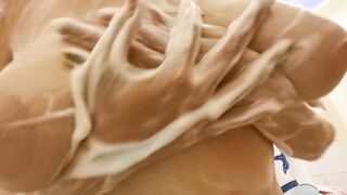 Foam on Big Tits in the Shower