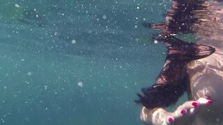 Topless Model and Sea